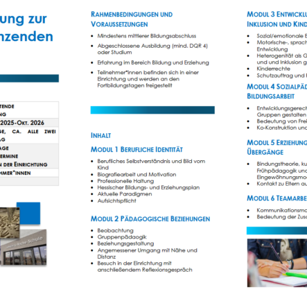 Qualifizierung zur profilergänzenden Fachkraft an der Ketteler-La Roche-Schule